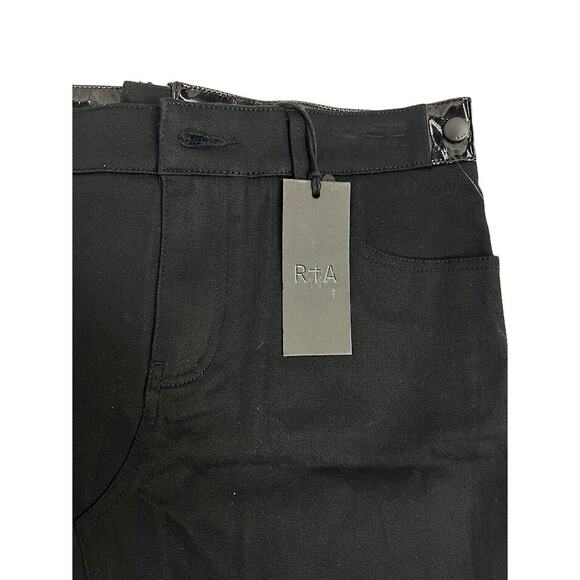 NWT! RtA Denim - Back is Patent Exposed zipper Raw hem SKIRT BLACK 4 - Picture 9 of 10